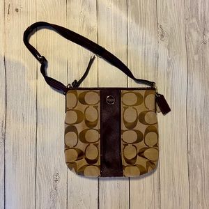 (COACH F21905) SIGNATURE STRIPE DUFFLE Plum/khaki